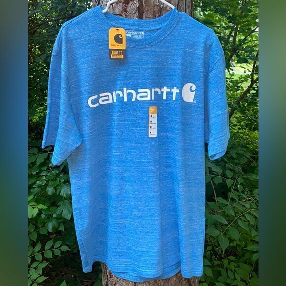 CARHARTT Loose Fit Heavyweight Big Logo Shirt TK0195-M Size Medium Blue - Picture 1 of 4